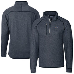 Los Angeles Chargers Cutter & Buck Big & Tall Mainsail Sweater-Knit Raglan Half-Zip Jacket Heather Navy - NFL