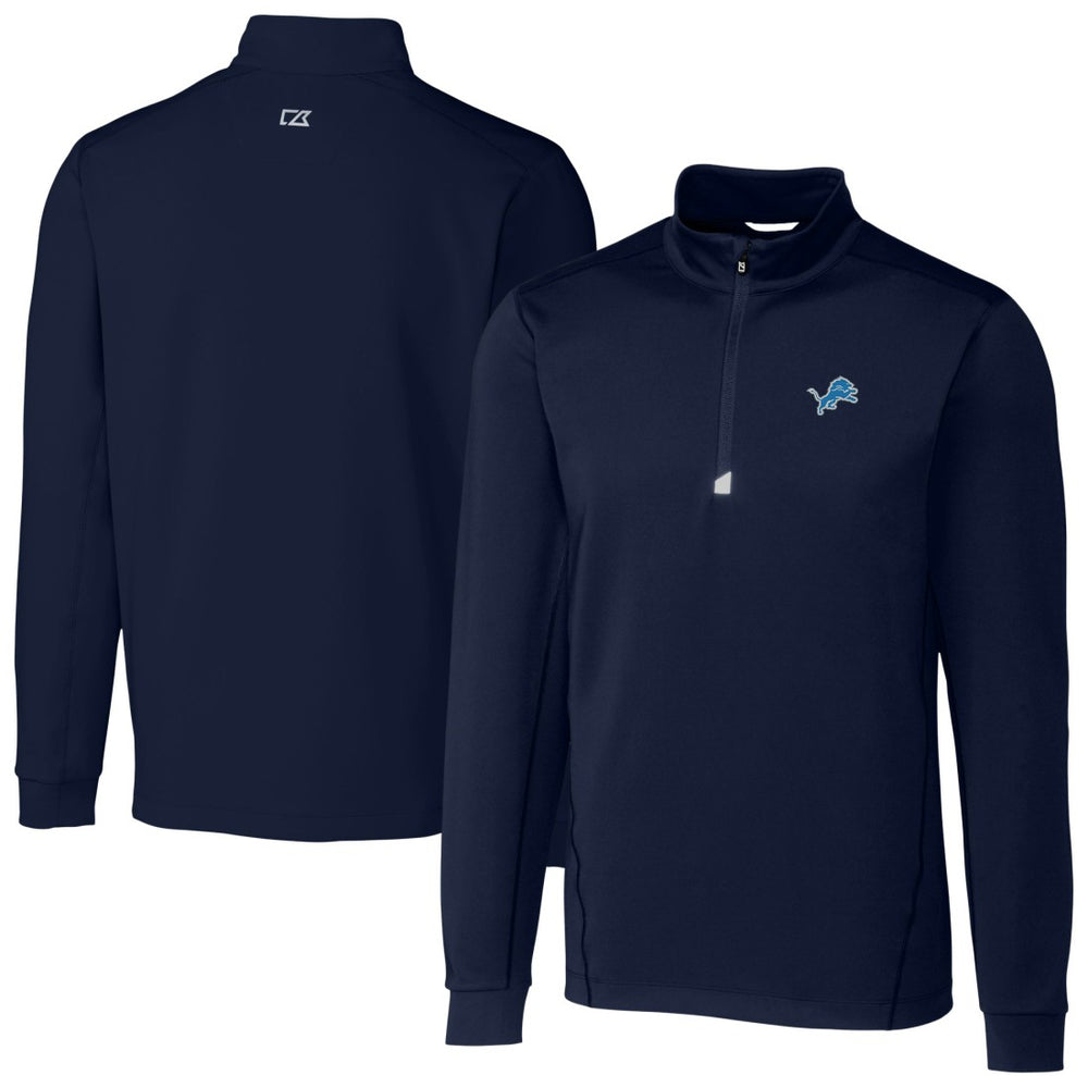Detroit Lions Cutter & Buck Big & Tall Traverse Stretch Quarter-Zip Top Navy - NFL