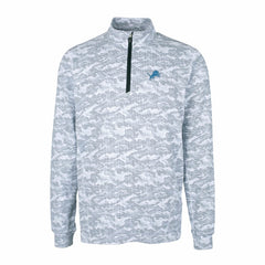 Detroit Lions Cutter & Buck Big & Tall Traverse Eco Camo Tri-Blend DryTec Quarter-Zip Jacket Charcoal - NFL