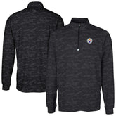 Pittsburgh Steelers Cutter & Buck Big & Tall Traverse Eco Camo Tri-Blend DryTec Quarter-Zip Jacket Black - NFL