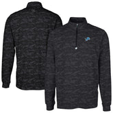 Detroit Lions Cutter & Buck Big & Tall Traverse Eco Camo Tri-Blend DryTec Quarter-Zip Jacket Black - NFL