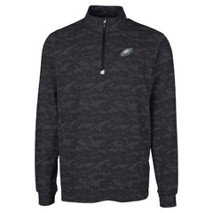 Philadelphia Eagles Cutter & Buck Big & Tall Traverse Eco Camo Tri-Blend DryTec Quarter-Zip Jacket Black - NFL