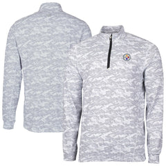 Pittsburgh Steelers Cutter & Buck Big & Tall Traverse Eco Camo Tri-Blend DryTec Quarter-Zip Jacket Charcoal - NFL