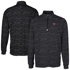Tampa Bay Buccaneers Cutter & Buck Big & Tall Traverse Eco Camo Tri-Blend DryTec Quarter-Zip Jacket Black - NFL