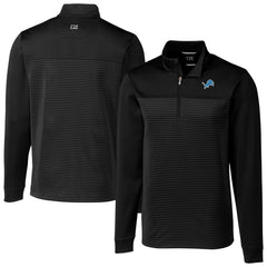 Detroit Lions Cutter & Buck Traverse Eco Stripe Tri-Blend DryTec Quarter-Zip Jacket Black - NFL