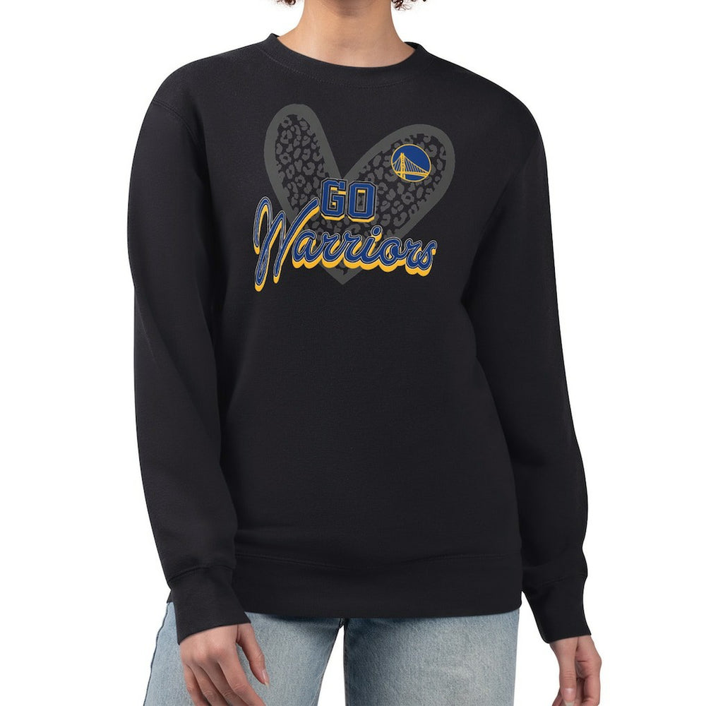 NBA - Golden State Warriors G-III 4Her by Carl Banks Women's Leopard Heart Fleece Pullover Sweatshirt - Black