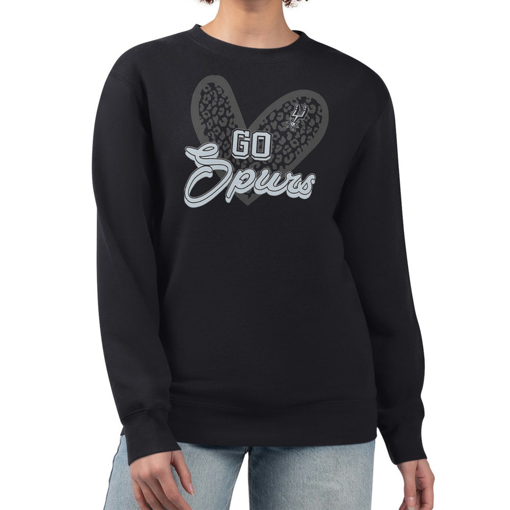 NBA - San Antonio Spurs G-III 4Her by Carl Banks Women's Leopard Heart Fleece Pullover Sweatshirt - Black