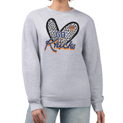 NBA - New York Knicks G-III 4Her by Carl Banks Women's Leopard Heart Fleece Pullover Sweatshirt - Heather Gray