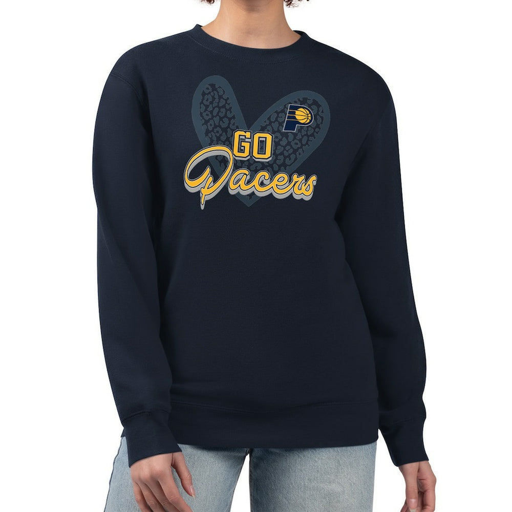 NBA - Indiana Pacers G-III 4Her by Carl Banks Women's Leopard Heart Fleece Pullover Sweatshirt - Navy