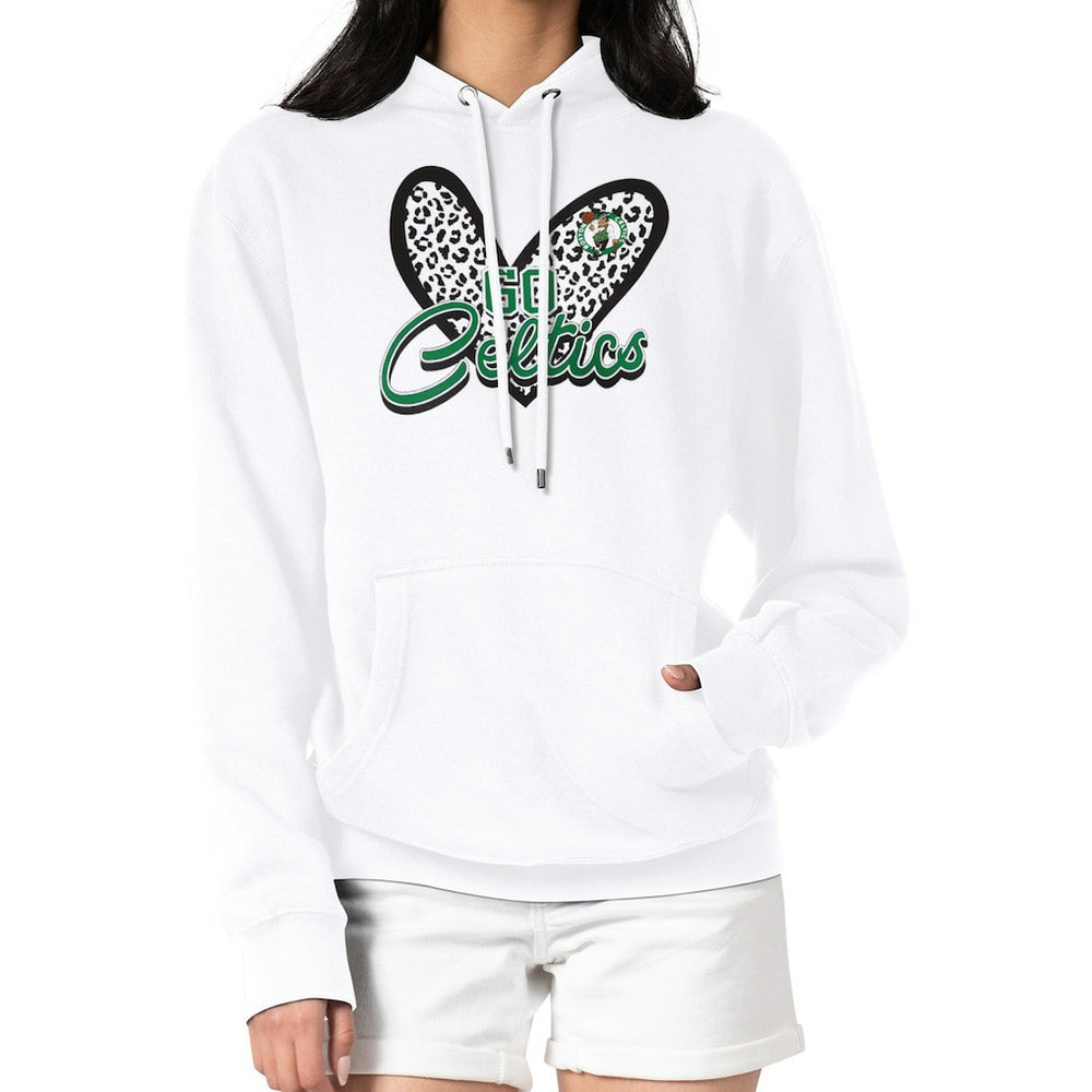NBA - Boston Celtics G-III 4Her by Carl Banks Women's Leopard Heart Graphic Fleece Pullover Hoodie - White
