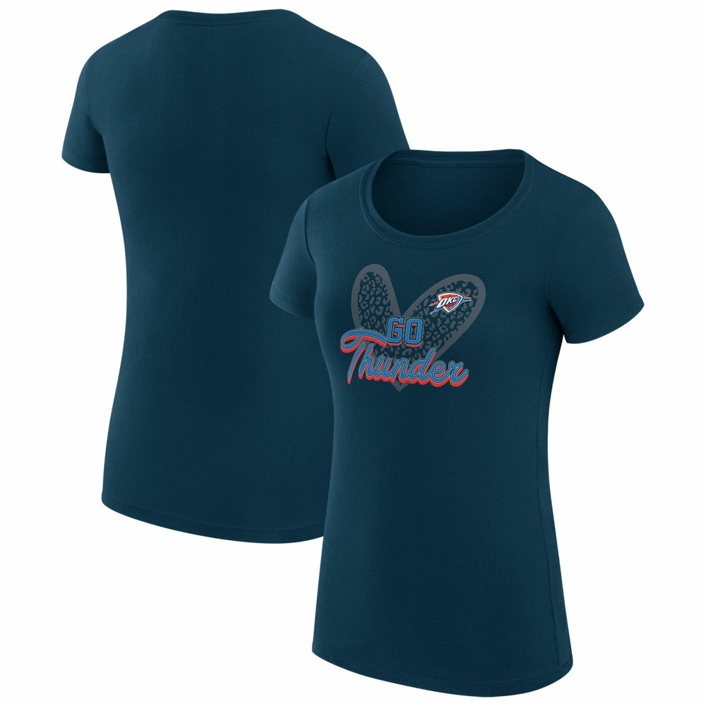 NBA - Oklahoma City Thunder G-III 4Her by Carl Banks Women's Super-Slim Fit Lightweight Leopard Heart T-Shirt - Navy