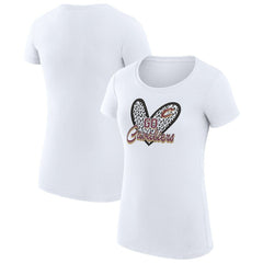 NBA - Cleveland Cavaliers G-III 4Her by Carl Banks Women's Super-Slim Fit Lightweight Leopard Heart T-Shirt - White