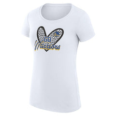 NBA - Golden State Warriors G-III 4Her by Carl Banks Women's Super-Slim Fit Lightweight Leopard Heart T-Shirt - White