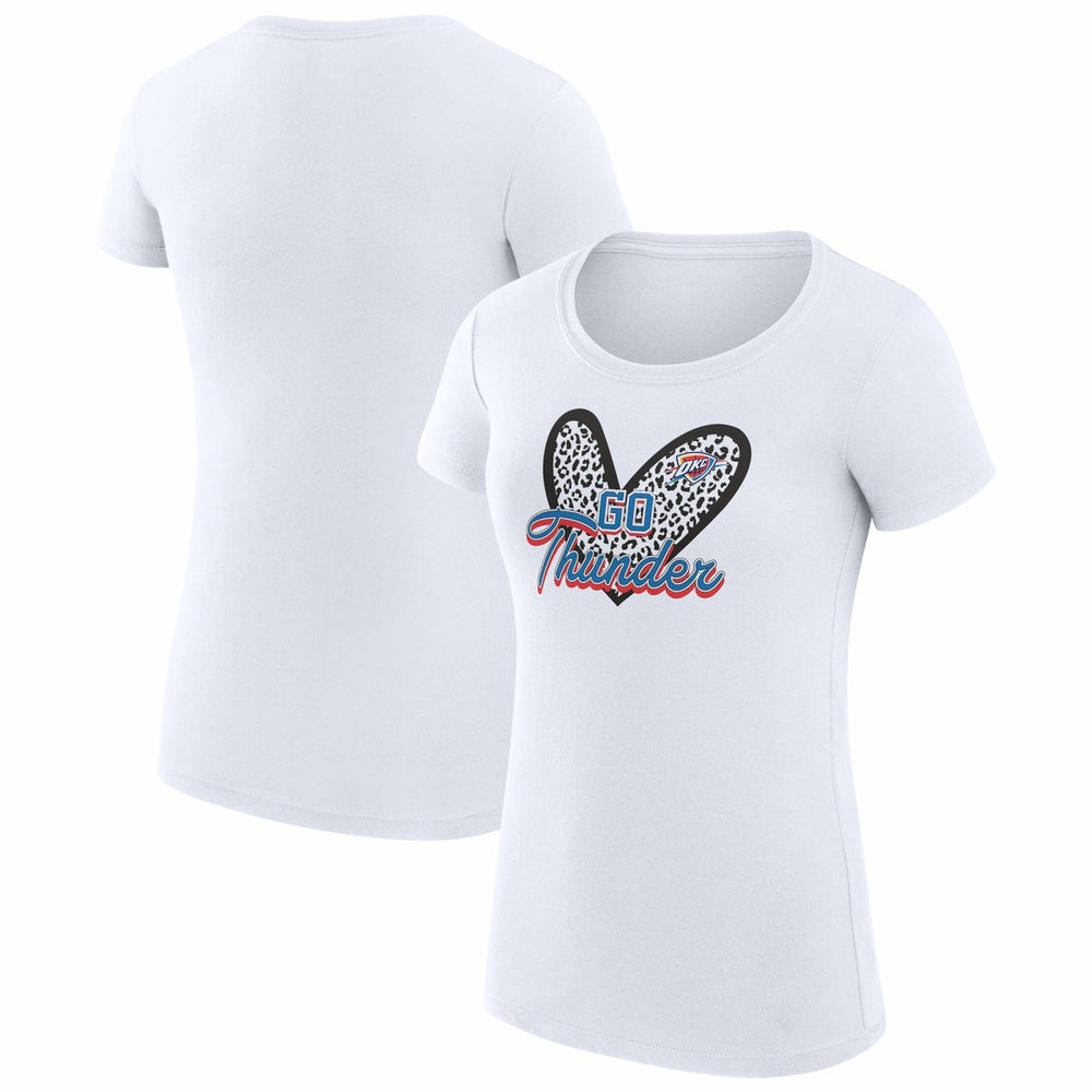 NBA - Oklahoma City Thunder G-III 4Her by Carl Banks Women's Super-Slim Fit Lightweight Leopard Heart T-Shirt - White