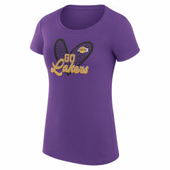NBA - Los Angeles Lakers G-III 4Her by Carl Banks Women's Super-Slim Fit Lightweight Leopard Heart T-Shirt - Purple