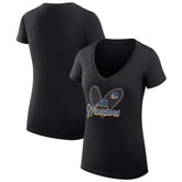 NBA - Golden State Warriors G-III 4Her by Carl Banks Women's Super-Slim Fit Lightweight Leopard Heart V-Neck T-Shirt - Black