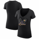 NBA - Los Angeles Lakers G-III 4Her by Carl Banks Women's Super-Slim Fit Lightweight Leopard Heart V-Neck T-Shirt - Black