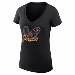 NBA - Miami Heat G-III 4Her by Carl Banks Women's Super-Slim Fit Lightweight Leopard Heart V-Neck T-Shirt - Black