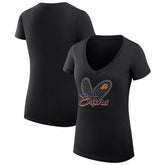 NBA - Phoenix Suns G-III 4Her by Carl Banks Women's Super-Slim Fit Lightweight Leopard Heart V-Neck T-Shirt - Black