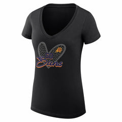 NBA - Phoenix Suns G-III 4Her by Carl Banks Women's Super-Slim Fit Lightweight Leopard Heart V-Neck T-Shirt - Black