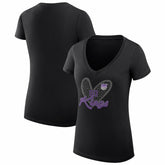 NBA - Sacramento Kings G-III 4Her by Carl Banks Women's Super-Slim Fit Lightweight Leopard Heart V-Neck T-Shirt - Black