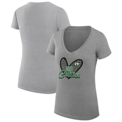 NBA - Boston Celtics G-III 4Her by Carl Banks Women's Super-Slim Fit Lightweight Leopard Heart V-Neck T-Shirt - Heather Gray