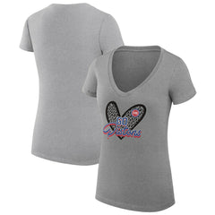 NBA - Detroit Pistons G-III 4Her by Carl Banks Women's Super-Slim Fit Lightweight Leopard Heart V-Neck T-Shirt - Heather Gray