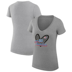 NBA - Oklahoma City Thunder G-III 4Her by Carl Banks Women's Super-Slim Fit Lightweight Leopard Heart V-Neck T-Shirt - Heather Gray
