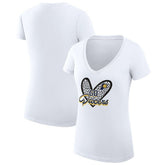 NBA - Indiana Pacers G-III 4Her by Carl Banks Women's Super-Slim Fit Lightweight Leopard Heart V-Neck T-Shirt - White