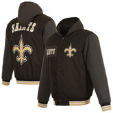 New Orleans Saints JH Design Reversible Twill Hoodie Full-Zip Jacket Black - NFL