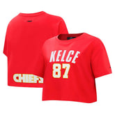 Travis Kelce Kansas City Chiefs Pro Standard Women's Player Name & Number Cropped Boxy T-Shirt Red - NFL
