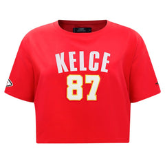Travis Kelce Kansas City Chiefs Pro Standard Women's Player Name & Number Cropped Boxy T-Shirt Red - NFL