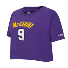 J.J. McCarthy Minnesota Vikings Pro Standard Women's Player Name & Number Cropped Boxy T-Shirt Purple - NFL