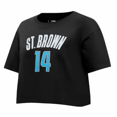 Amon-Ra St. Brown Detroit Lions Pro Standard Women's Player Name & Number Cropped Boxy T-Shirt Black - NFL