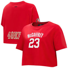 Christian McCaffrey San Francisco 49ers Pro Standard Women's Player Name & Number Cropped Boxy T-Shirt Scarlet - NFL
