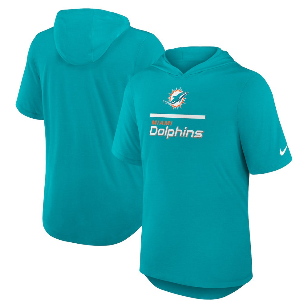 Miami Dolphins Lockup Tri-Blend Hoodie T-Shirt Aqua - Nike