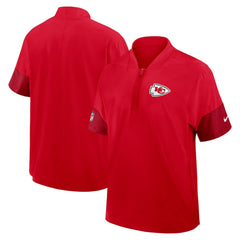 Kansas City Chiefs Sideline Short Sleeve Quarter-Zip Dri-FIT Coach Jacket Red - Nike
