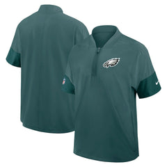Philadelphia Eagles Sideline Short Sleeve Quarter-Zip Dri-FIT Coach Jacket Midnight Green - Nike
