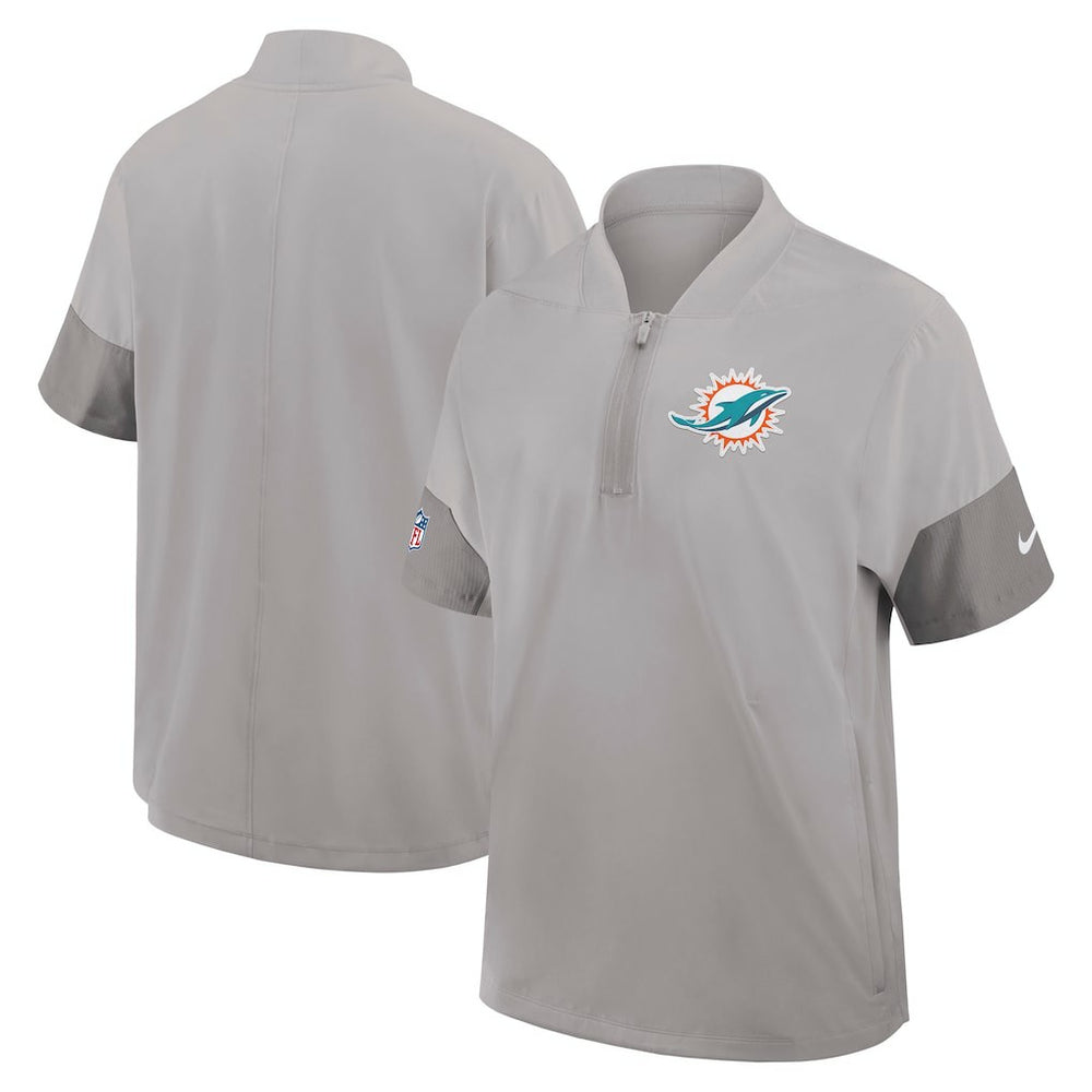Miami Dolphins Sideline Short Sleeve Quarter-Zip Dri-FIT Coach Jacket Gray - Nike