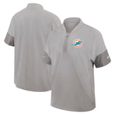 Miami Dolphins Sideline Short Sleeve Quarter-Zip Dri-FIT Coach Jacket Gray - Nike
