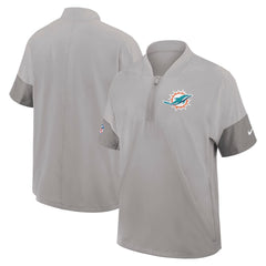 Miami Dolphins Sideline Short Sleeve Quarter-Zip Dri-FIT Coach Jacket Gray - Nike