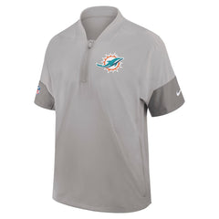 Miami Dolphins Sideline Short Sleeve Quarter-Zip Dri-FIT Coach Jacket Gray - Nike