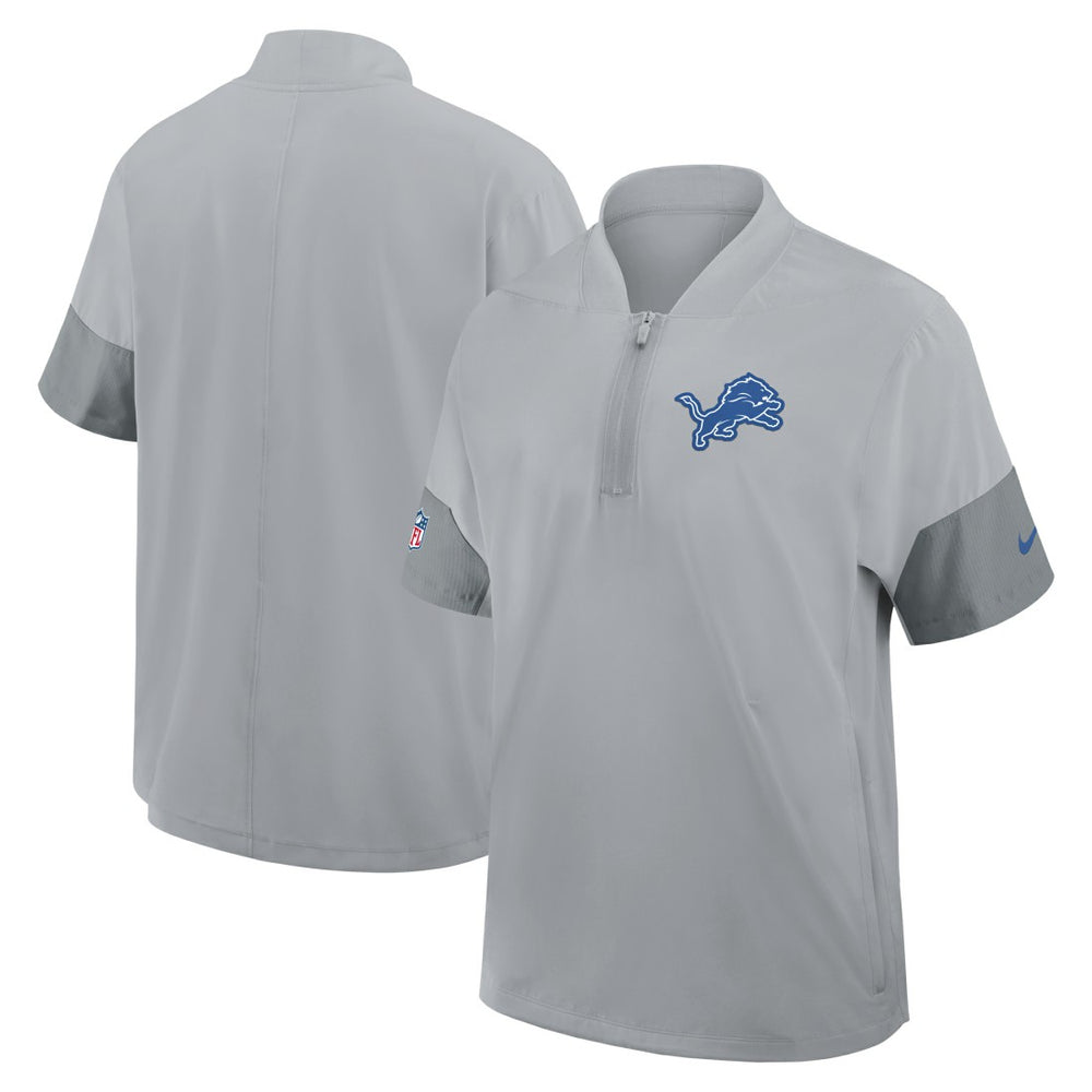 Detroit Lions Sideline Short Sleeve Quarter-Zip Dri-FIT Coach Jacket Gray - Nike