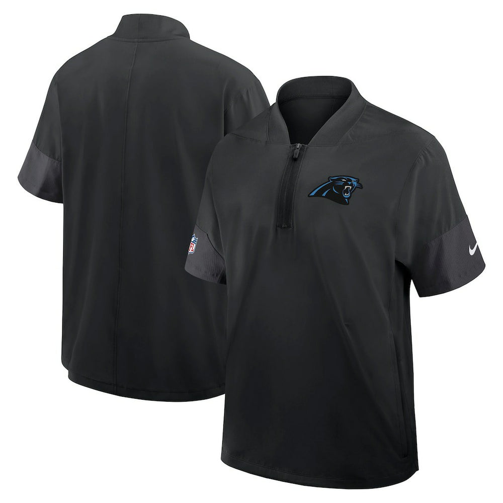 Carolina Panthers Sideline Short Sleeve Quarter-Zip Dri-FIT Coach Jacket Black - Nike