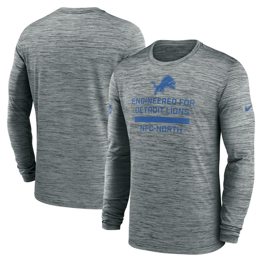 Detroit Lions Sideline Velocity Performance Long Sleeve T-Shirt - Gray - Nike