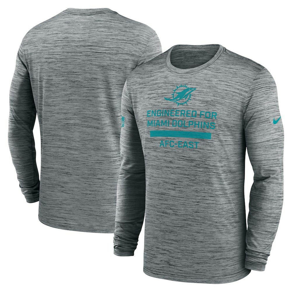 Miami Dolphins Sideline Velocity Performance Long Sleeve T-Shirt - Gray - Nike
