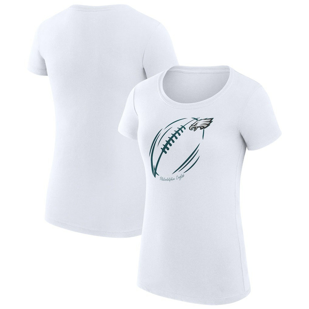 Philadelphia Eagles G-III 4Her by Carl Banks Women's Super-Slim Fit Lightweight Subtle Football T-Shirt White - NFL