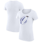 Baltimore Ravens G-III 4Her by Carl Banks Women's Super-Slim Fit Lightweight Subtle Football T-Shirt White - NFL