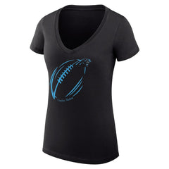 Carolina Panthers G-III 4Her by Carl Banks Women's Super-Slim Fit Lightweight Subtle Football V-Neck T-Shirt Black - NFL