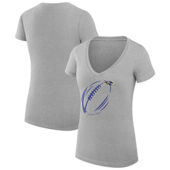 Baltimore Ravens G-III 4Her by Carl Banks Women's Super-Slim Fit Lightweight Subtle Football V-Neck T-Shirt Heather Gray - NFL